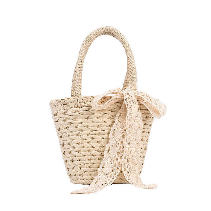 Handmade basket bag with lace accent Kalsten