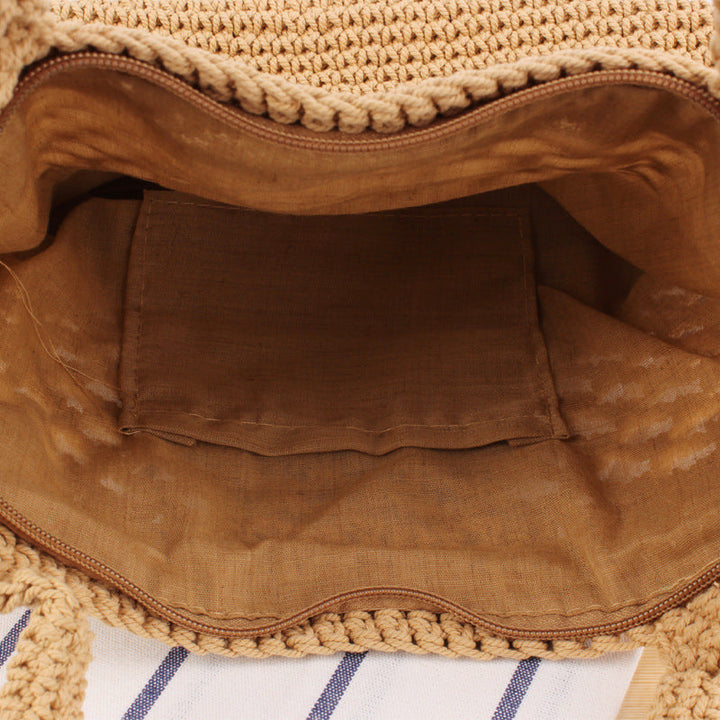Macrame Beach Bag with Innovative Mesh Design Kalsten