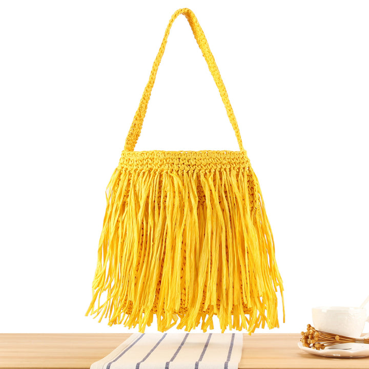 Braided summer handbag with fringed design Kalsten