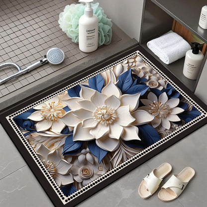 Floral Patterned Comfort Bath Mat Acalora