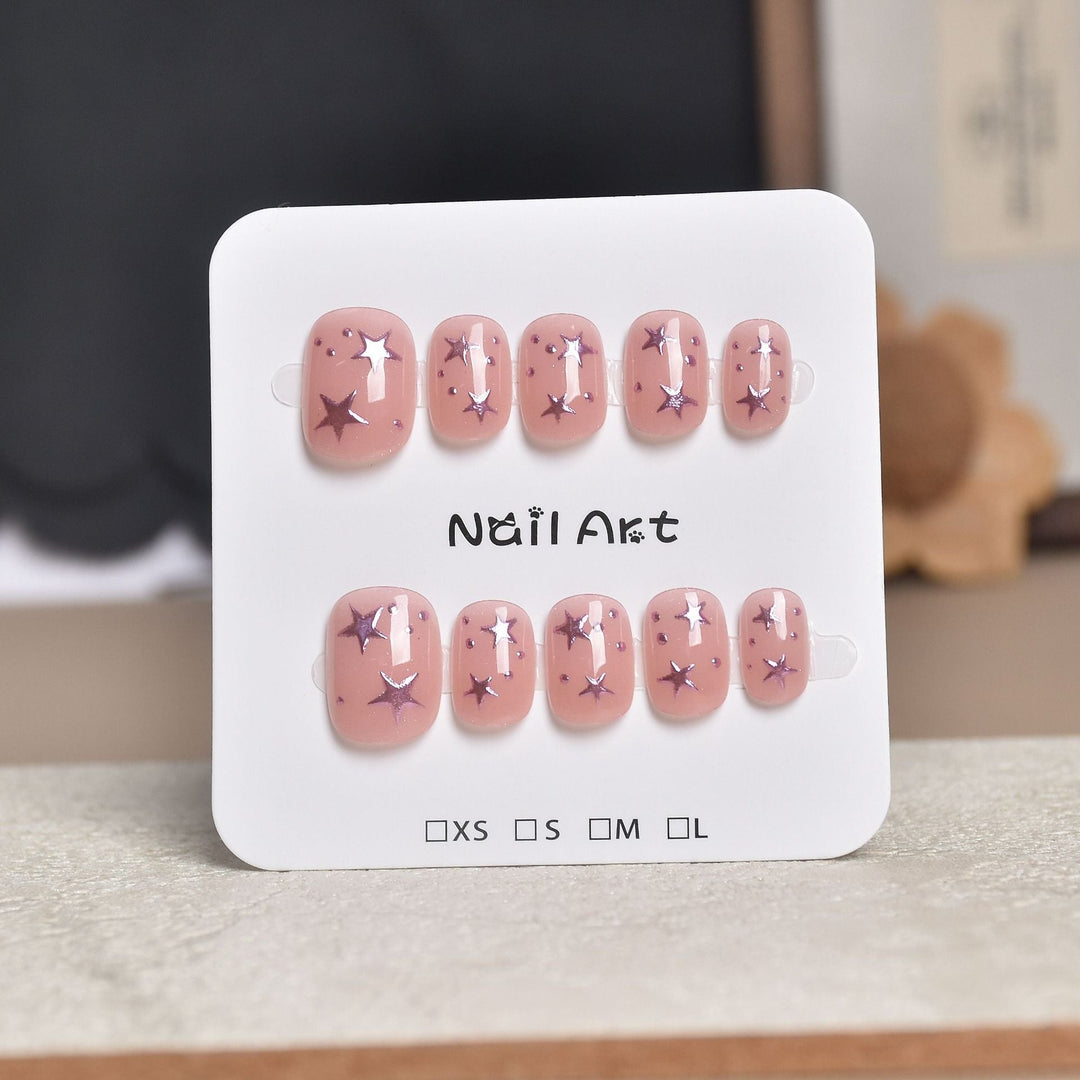 Artistic Star-Embellished Press-On Nail Set Kalsten