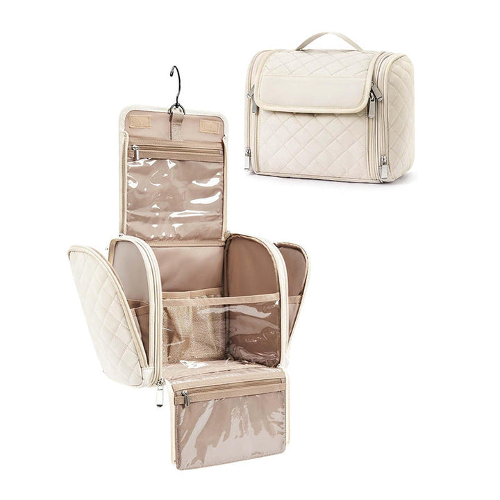 Cosmetic organizer with multiple compartments and practical hanging option Kalsten