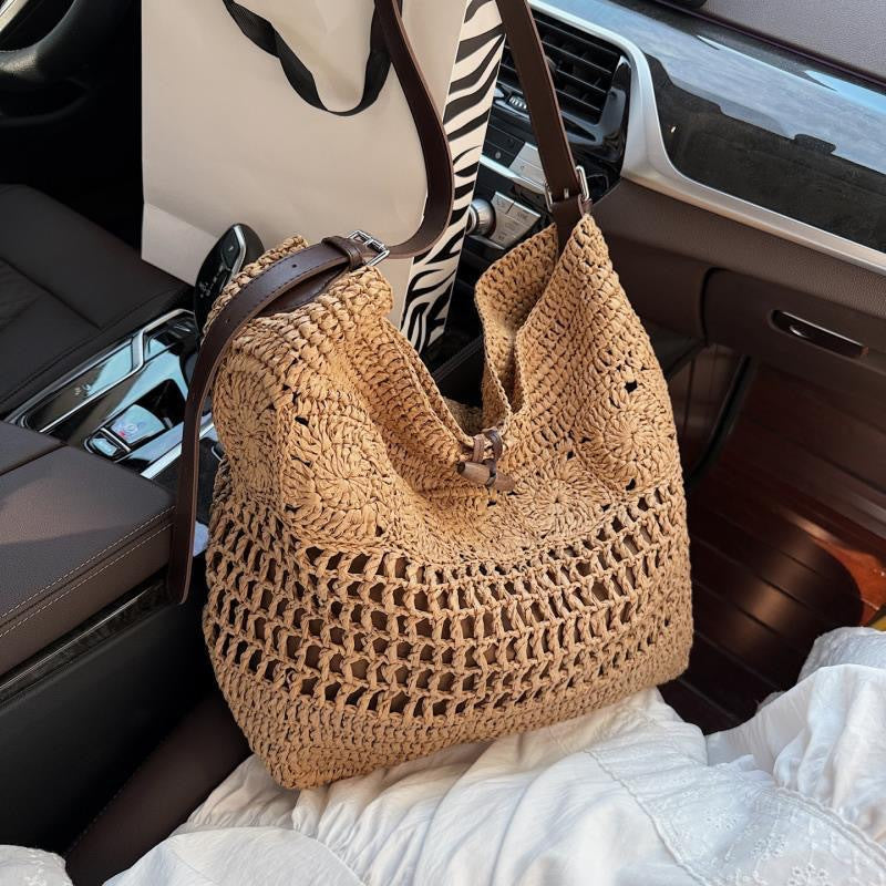Large Macrame Shopper with Stylish Leather Trim Kalsten