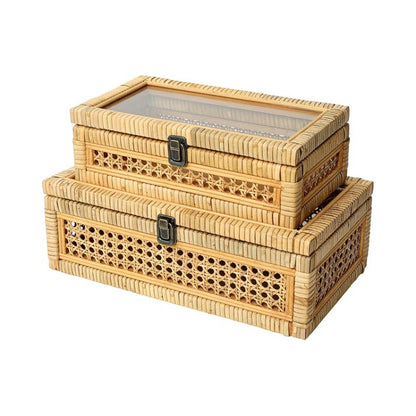 Rustic toy basket with checked pattern Acalora