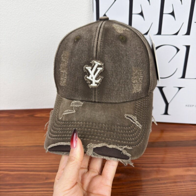 Men's Distressed Denim Adjustable Baseball Cap Kalsten