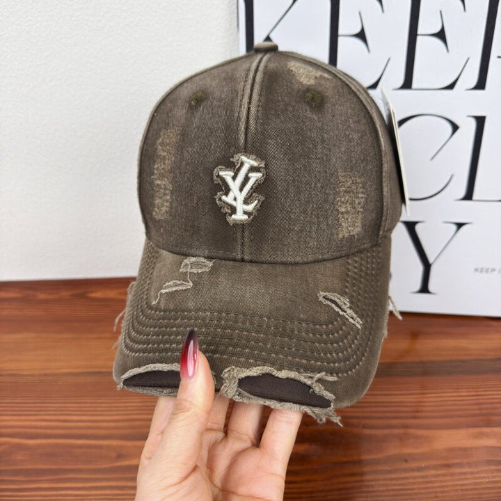 Men's Distressed Denim Adjustable Baseball Cap Kalsten