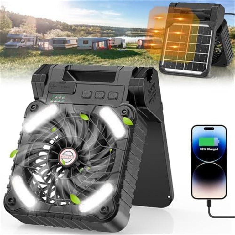 Unisex portable battery fan with LED work light power bank function and foldable handle Kalsten