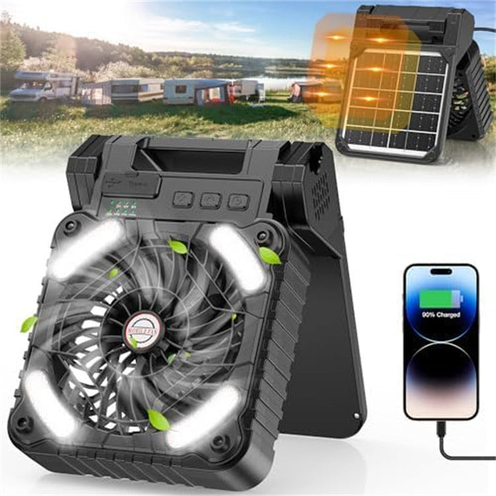 Unisex portable battery fan with LED work light power bank function and foldable handle Kalsten