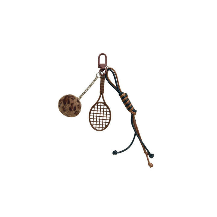 Tennis Racket and Fur Ball Keychain Kalsten
