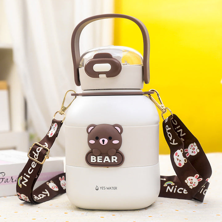 Women's insulated drinking bottle with practical carrying strap and cute bear motif Kalsten