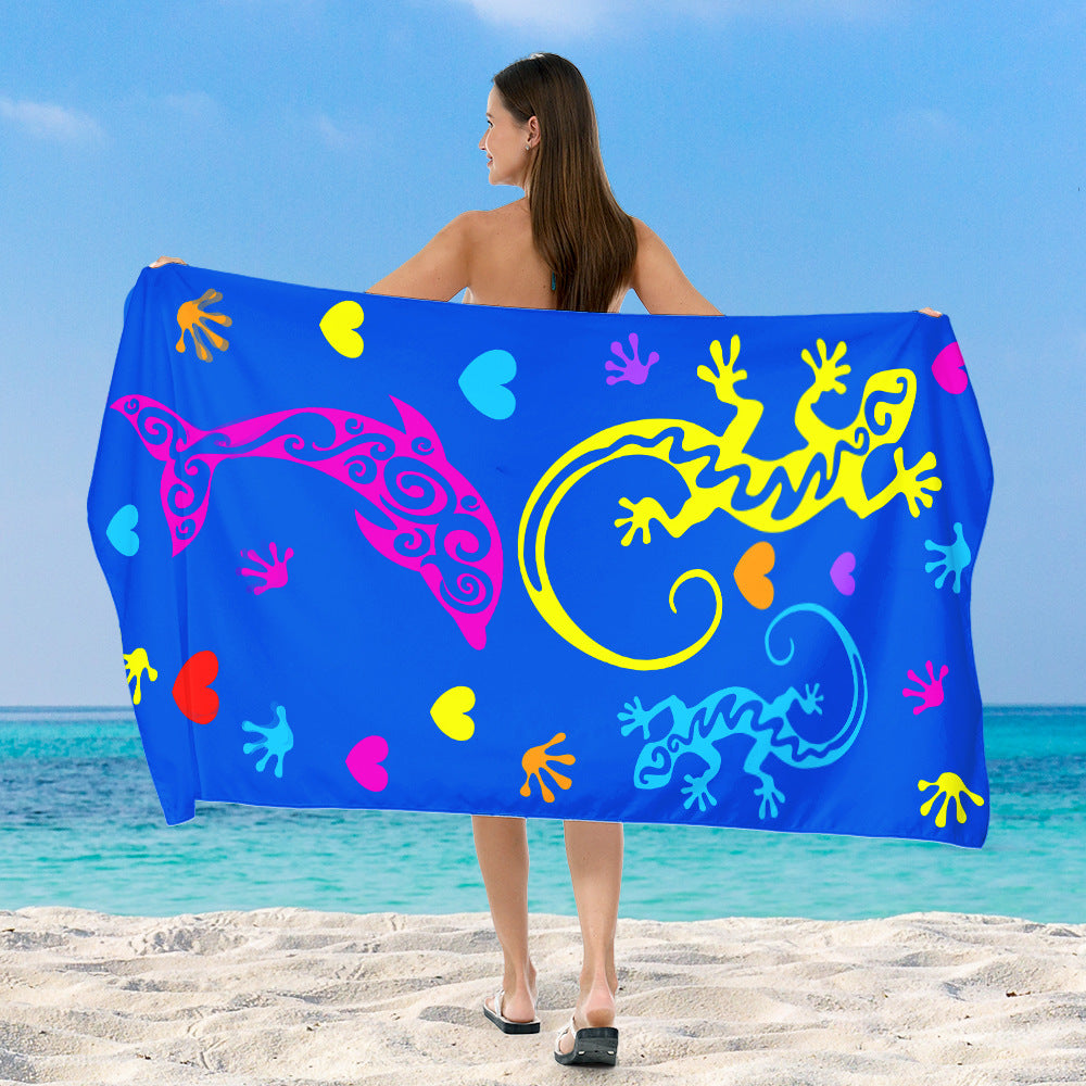 Beach towel with vibrant, colorful animal motif Kalsten