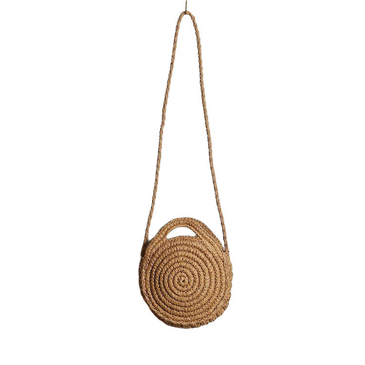 Handcrafted Round Wicker Bag with Elegant Closure Kalsten