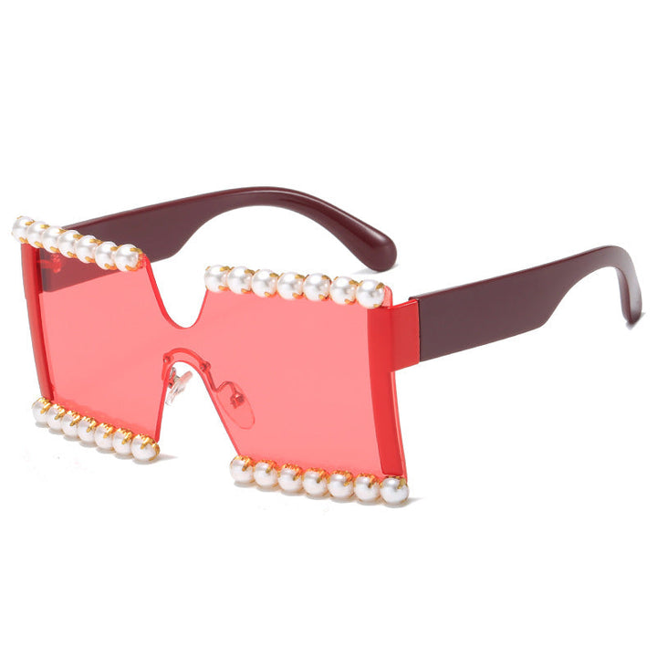 Ladies extravagant rectangular sunglasses with pearl decoration and UV protection Kalsten