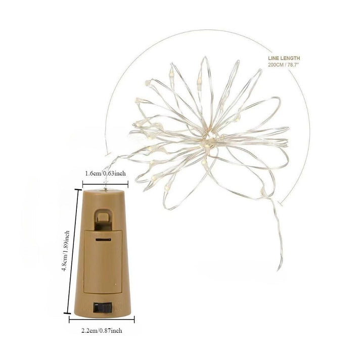 LED Bottle Stopper Fairy String Lights With Waterproof Battery Cap And Flexible Copper Wire Kalsten
