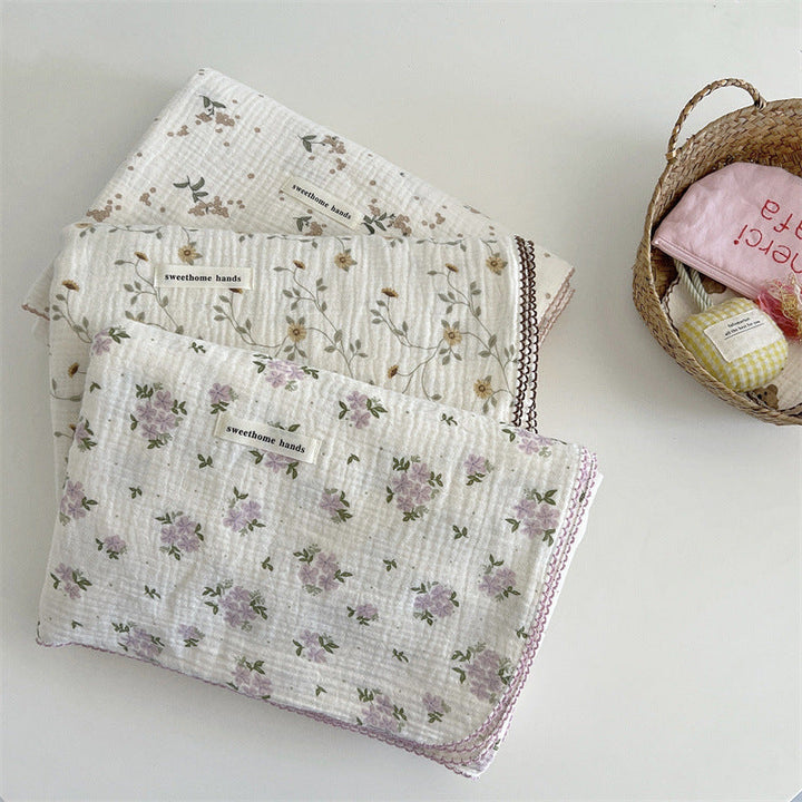 Unisex versatile muslin blanket with floral accents Kalsten