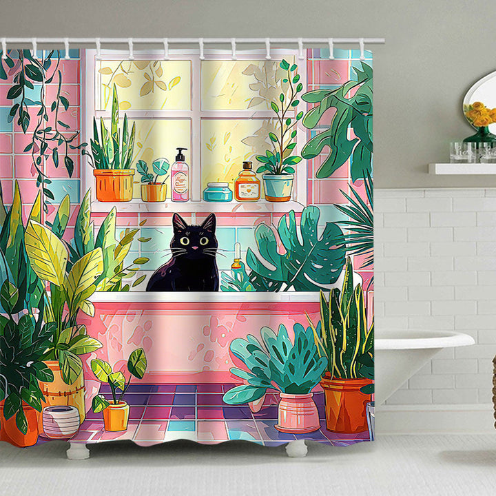 Cat-Themed Bathroom Shower Curtain Kalsten