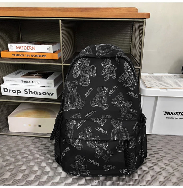Playful Teddy Bear-Print Backpack