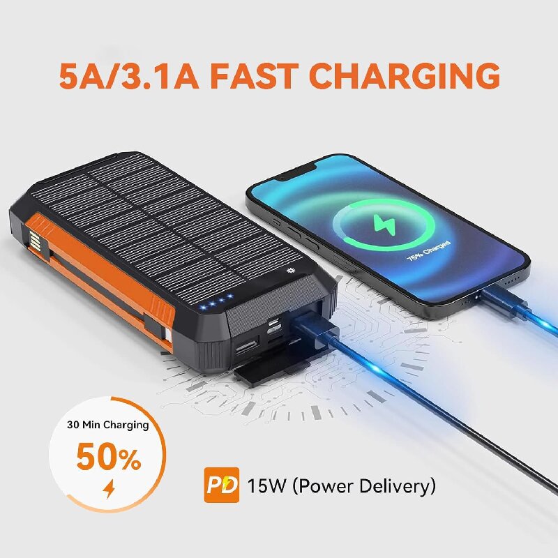 Robust Solar Power Bank with Multifunctional Charging Port Kalsten