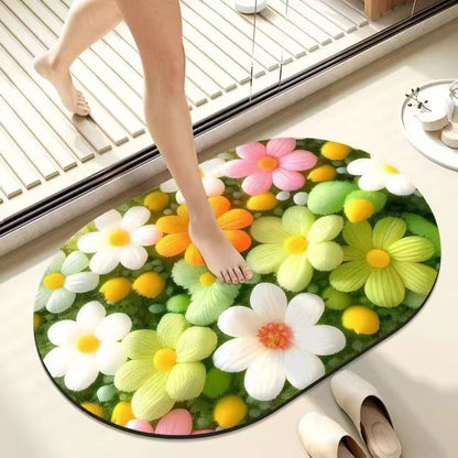 Floral Memory Foam Bath Mat Acalora