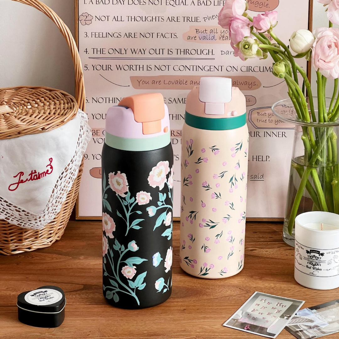 Ladies Insulated Water Bottle with Floral Design Kalsten