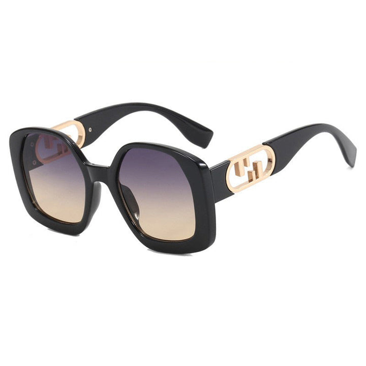 Women oversized sunglasses with extravagant geometric frame and elegant accents Kalsten