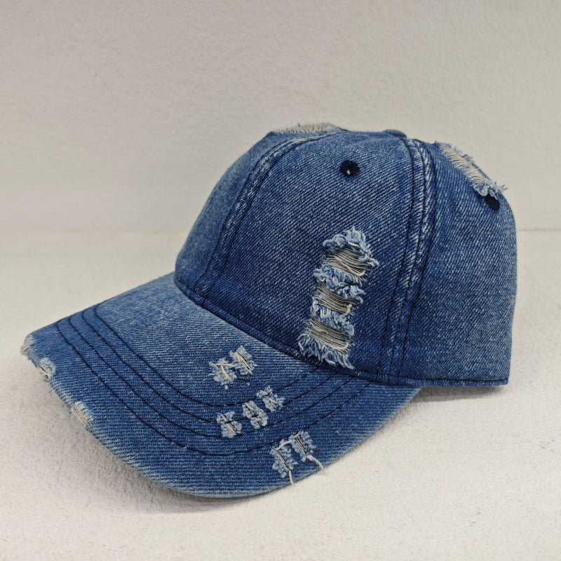 Women's Distressed Casual Denim Baseball Cap Kalsten