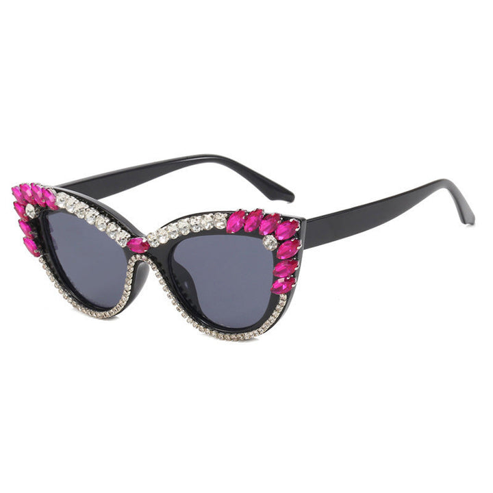Ladies Glamorous Cat-Eye Sunglasses with Extravagant Crystal Decoration Kalsten