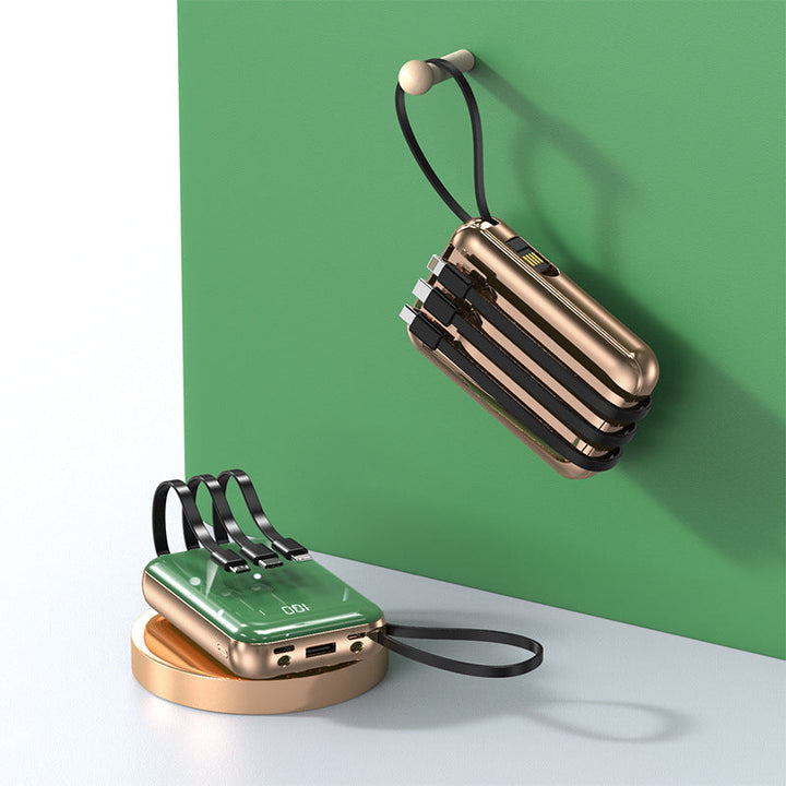 Portable power bank with integrated charging cables and digital charging display Kalsten