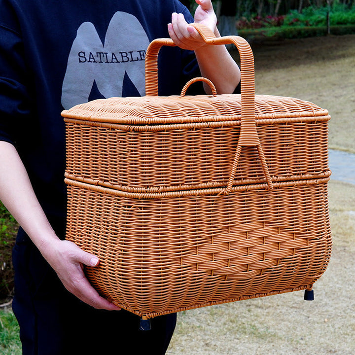 Women's storage basket with lid and handle Kalsten