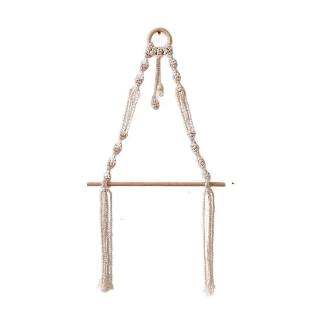 Macrame Hanging Plant Holder with Wooden Rod Acalora