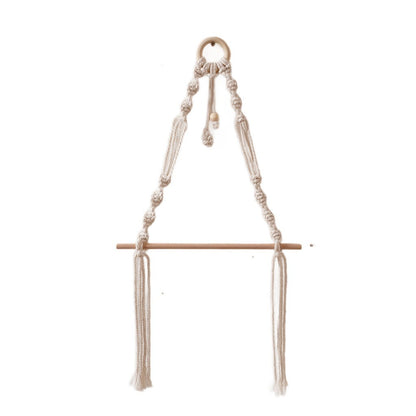 Macrame Hanging Plant Holder with Wooden Rod Acalora