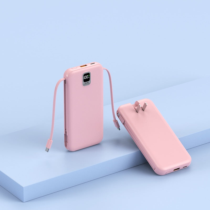 Portable power bank with integrated charging cable and LED display Kalsten