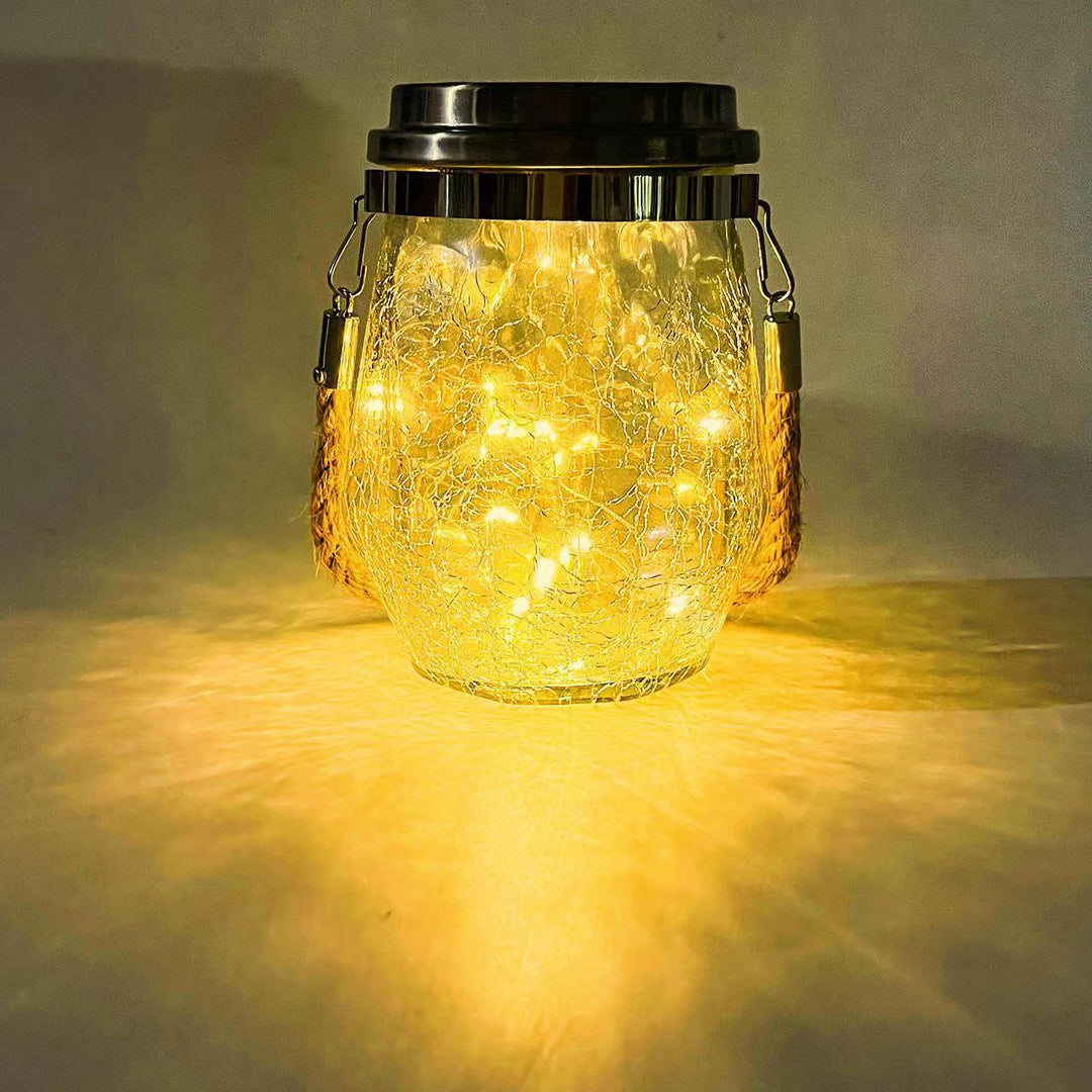 Contemporary Creative Crackle Glass Bottle Star Decor LED Solar String Light For Outdoor Patio | Kalsten