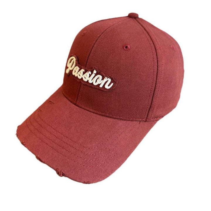 Women's Distressed Cotton Baseball Cap with Embroidered Quote Kalsten