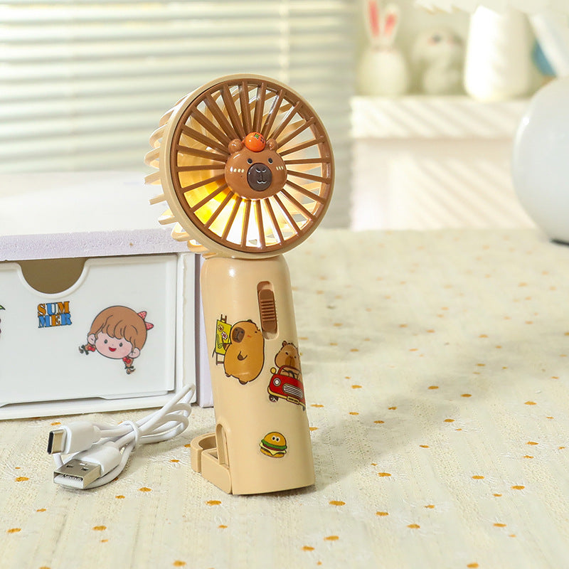 Women Portable Hand Fan with Cute Bear Design and LED Lighting Kalsten