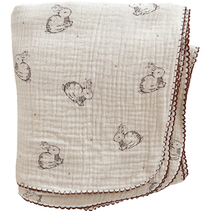 Unisex Muslin Blanket with delicate floral design and elegant ruffles Kalsten