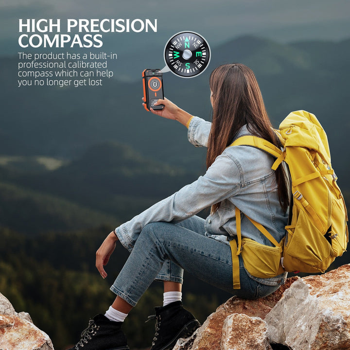 Portable Solar Power Bank with LED Light and Compass Kalsten
