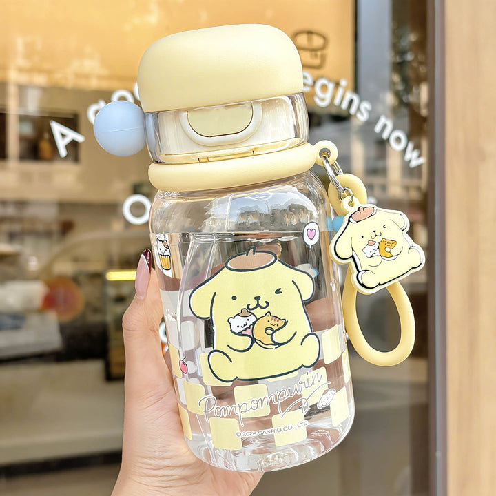 Ladies drinking bottle with practical silicone drinking straw and cute Kalsten motif