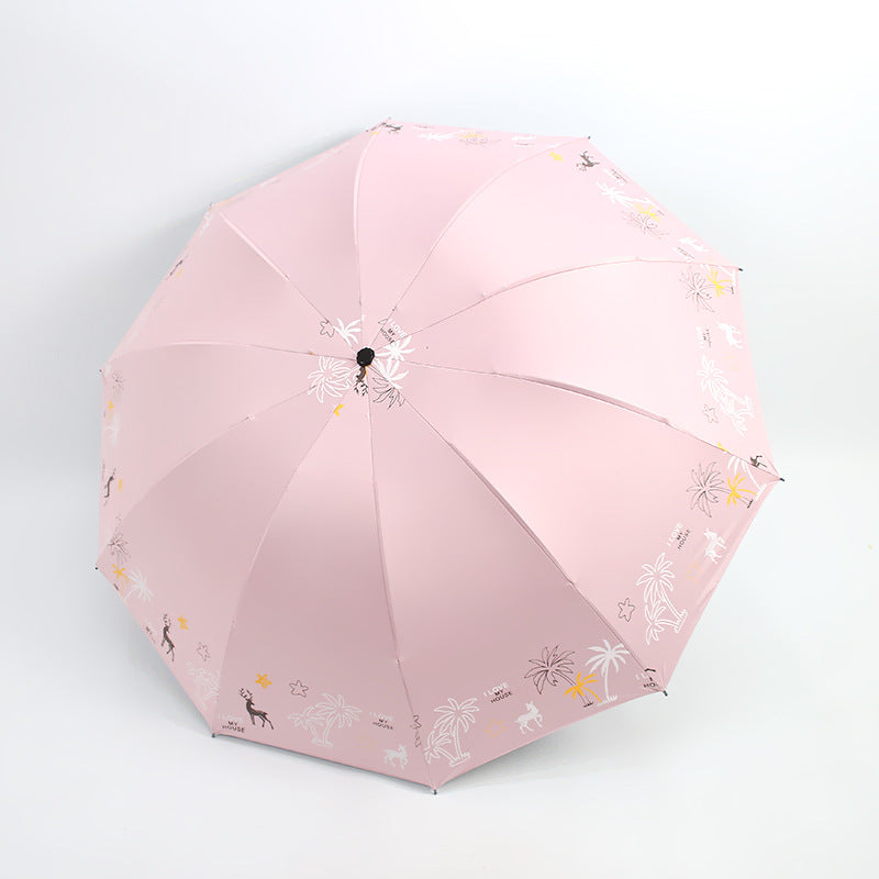 Women's Folding Umbrella with Animal Print Kalsten