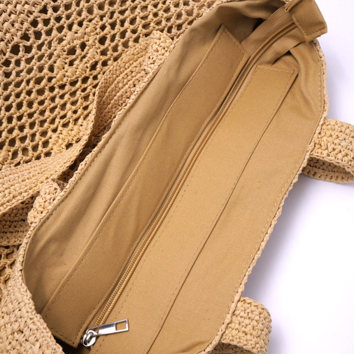 Large macrame bag with leather accents Kalsten