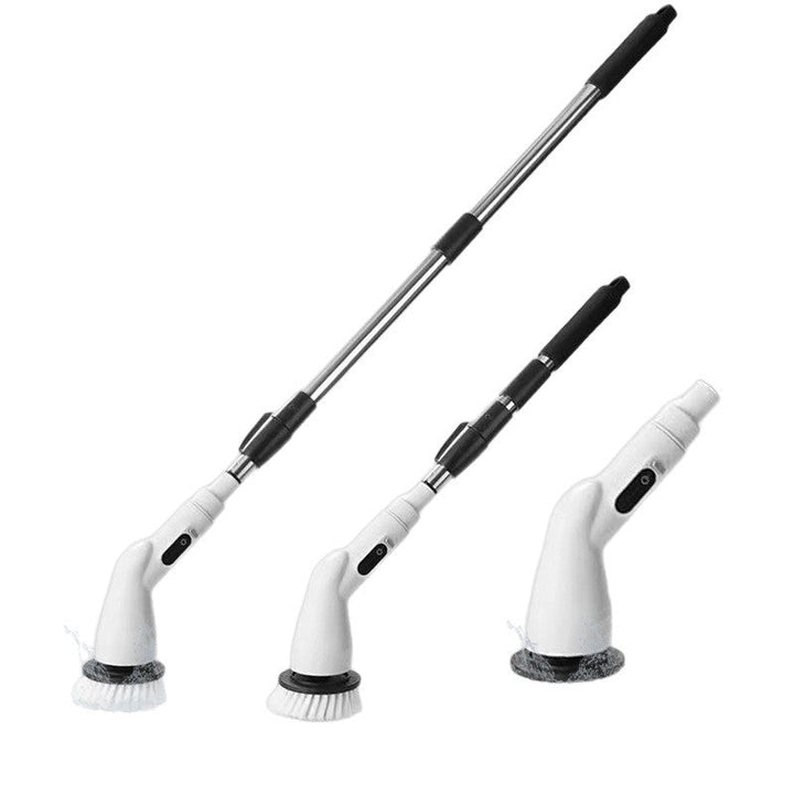 Cordless Electric Spin Scrubber Kit With Telescopic Pole Interchangeable Brush Heads