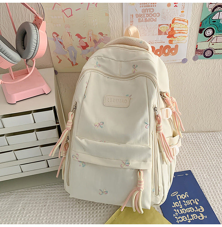 Cute Embroidered Casual School Backpack