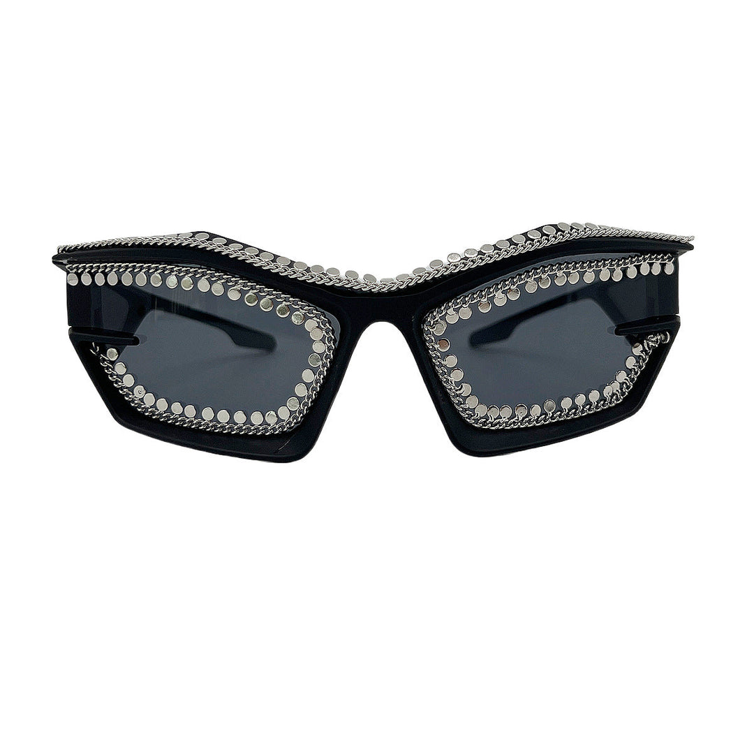 Ladies designer sunglasses in a futuristic look with sparkling rhinestone embellishment Kalsten