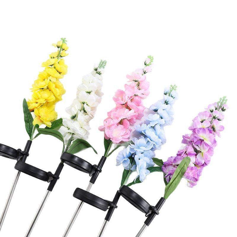 Tall Artificial Delphinium Floral Stake With Adjustable Metal Ground Spike And Removable Clamp Kalsten