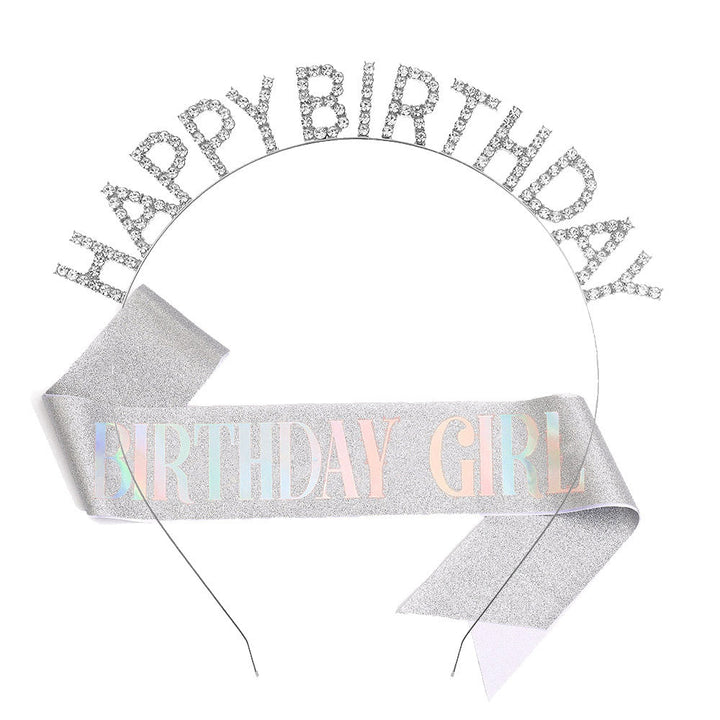 Ladies Glitter Headband with "Happy Birthday" Inscription Kalsten