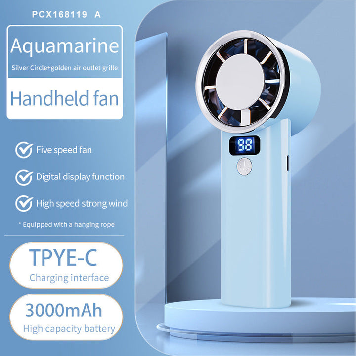 Ladies handheld fan with digital display and 3000mAh battery Kalsten