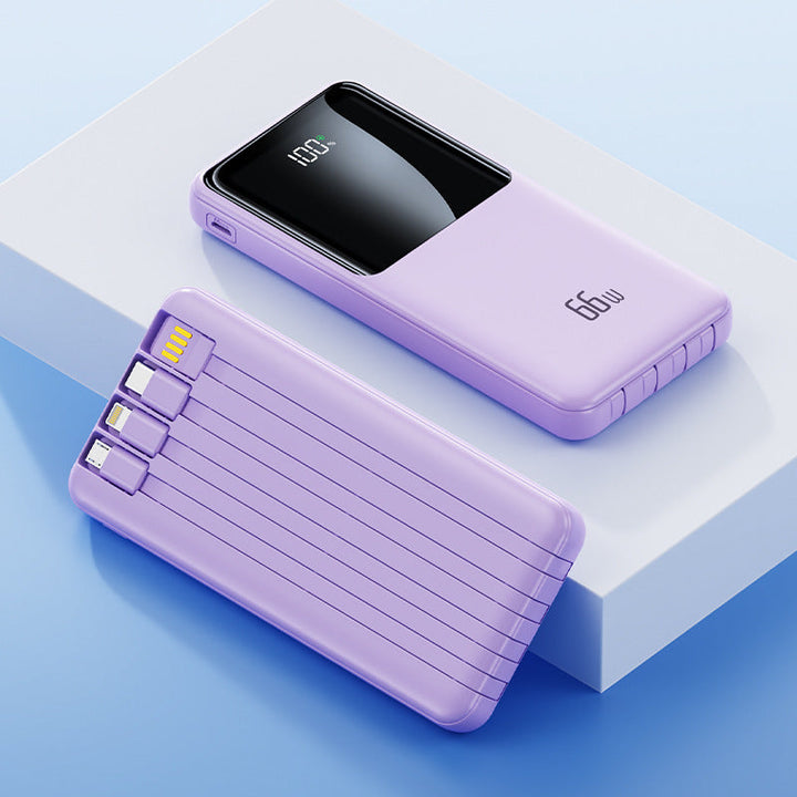 Portable power bank with integrated charging cables and LED battery status indicator Kalsten
