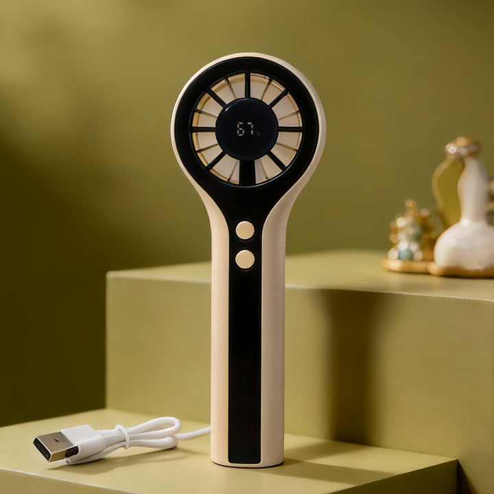 Women Portable Mini Hand Fan with LCD Temperature Display Kalsten