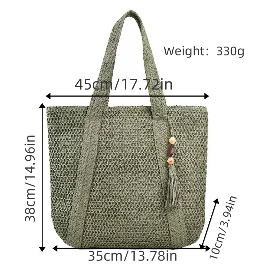 Braided beach bag with fringe detail Kalsten