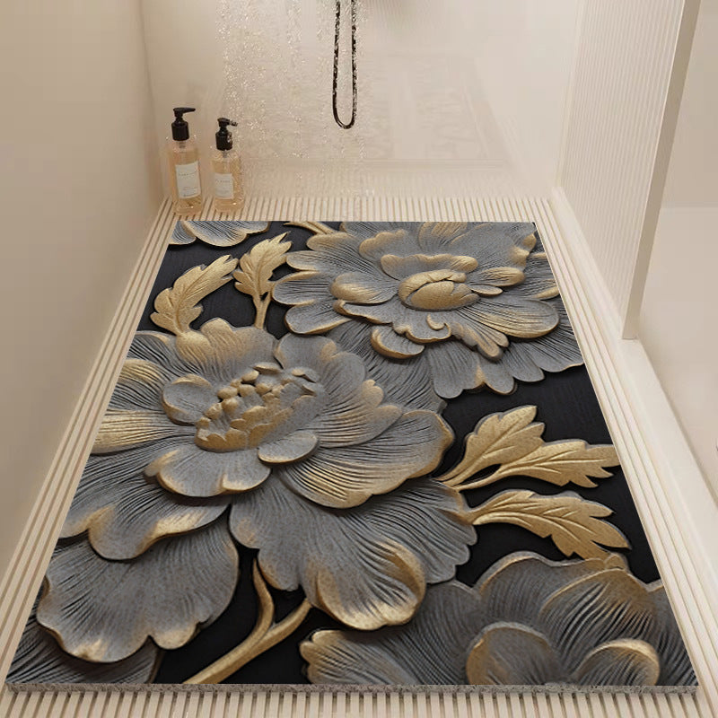 Elegant Floral Patterned Bath Mat Kalsten